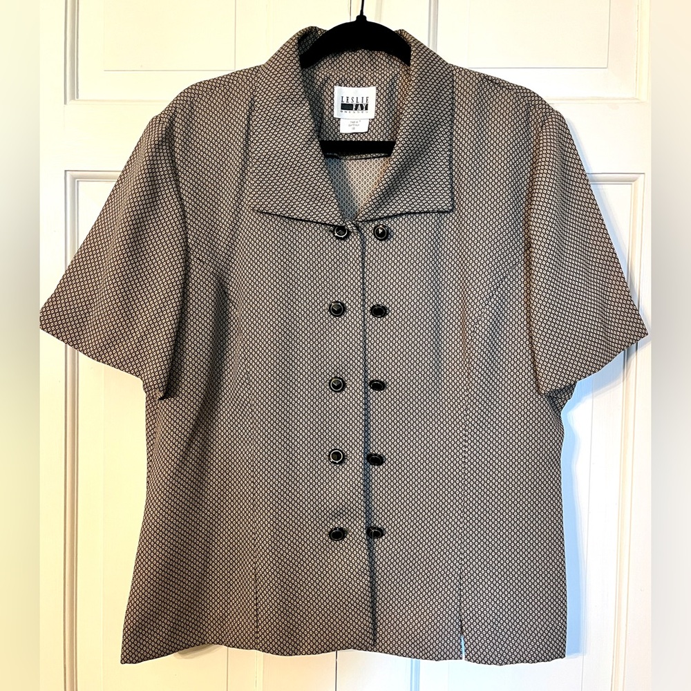 Vintage‎ Leslie Fay Double Breasted Collared Button Blouse Sz 18 Country House